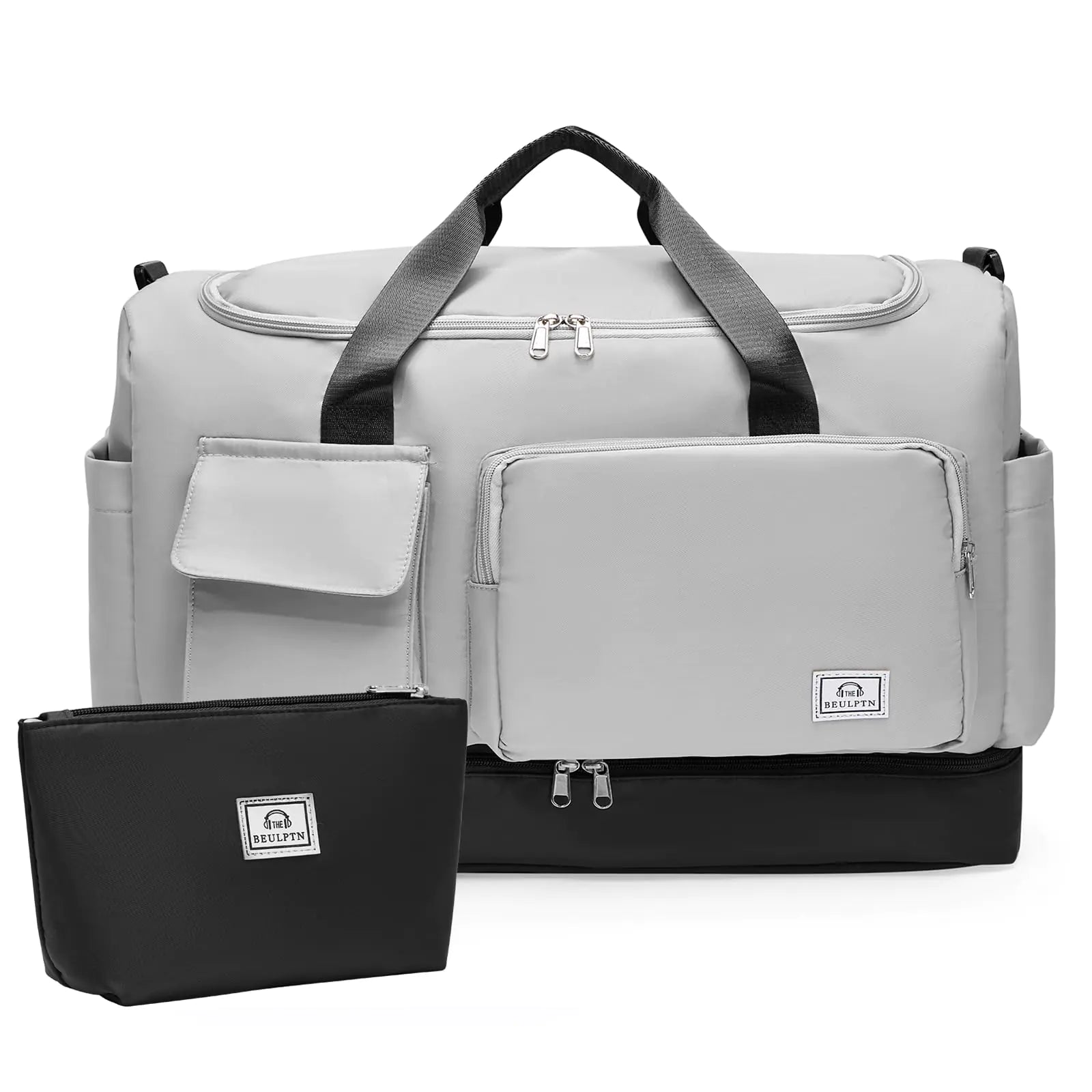 Small Gym Bag for Women, Travel Duffle Bag Carry On Weekender Bag with Shoe Compartment A9#White Black Weekender Bag&toiletry Bag