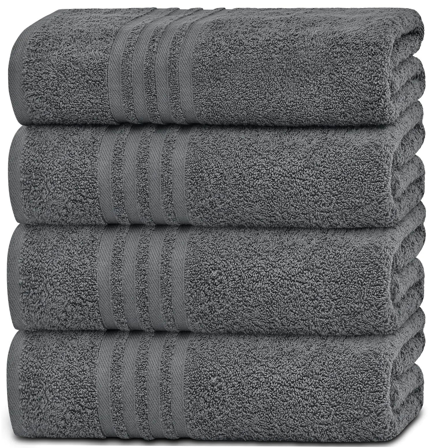 Wealuxe Grey Bath Towels Set of 4 Cotton 27x54 Inch Body Towel for Hotel Gym