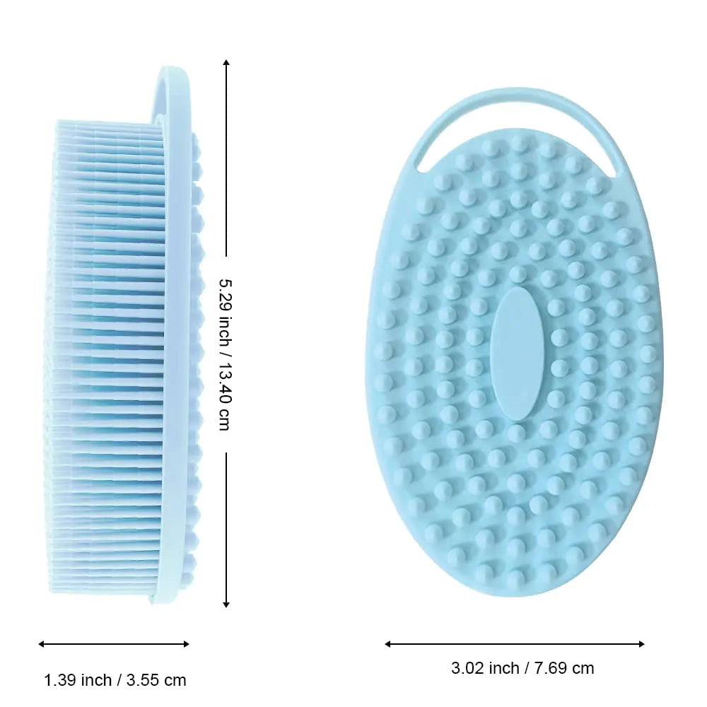 Soft Silicone Body Scrubber 2 PCS Silicone Body Shower, Silicone Loofah 2 in 1 Bath and Shampoo Brush, Body Scrubber Shower Cleaning Exfoliating Use for Sensitive Skin, Lather Well(Pink and Blue) pink blue