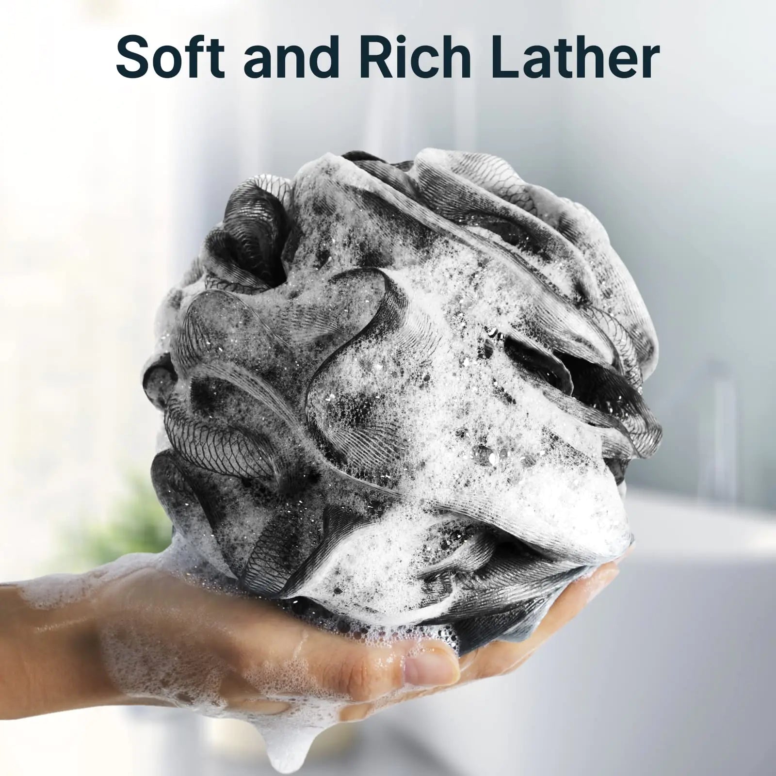 AmazerBath Loofah Sponge, Shower Loofah for Men and Women - Body Scrubber Loofa Set of 3 Classic Black & White Edge, Bath Sponge 60g/PCS 3.0