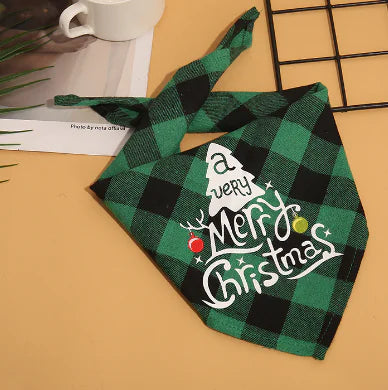 Pet Christmas Plaid Bandanas