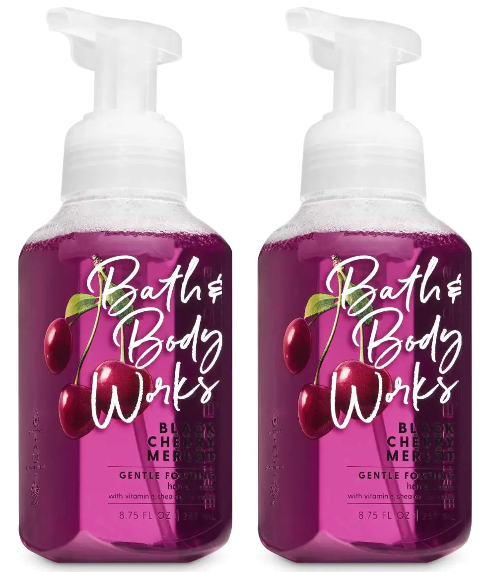 Bath and Body Works Gentle Foaming Hand Soap, Black Cherry Merlot 8.75 Ounce (2-Pack) Aloe Vera 8.75 Fl Oz (Pack of 2)