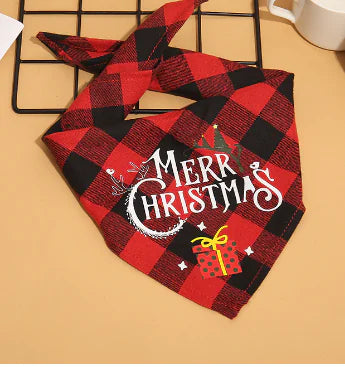 Pet Christmas Plaid Bandanas