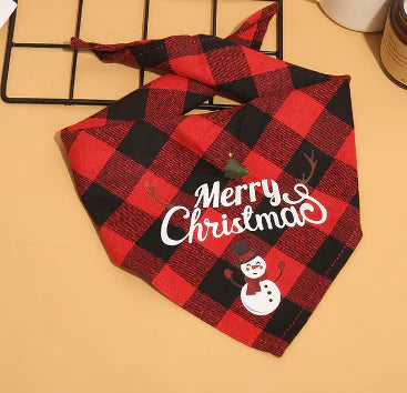 Pet Christmas Plaid Bandanas