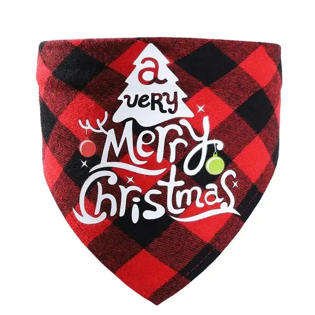 Pet Christmas Plaid Bandanas